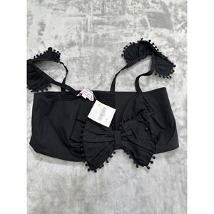 Southern Frock Camisole Top Cami Women's Size Large Black Front Stretch Bow NWT